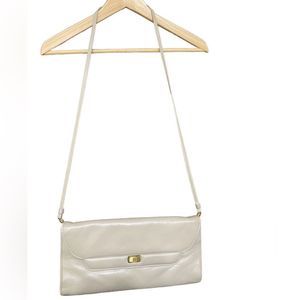 Etienne Aigner cream taupe color leather handbag purse with gold accents